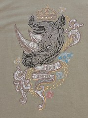 Vintage Green and Gold Y2K Ecko Unltd Graffiti Rhinestones XL!
