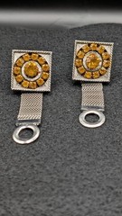 Di Gino Designer High End Retro 40’s Rhinestones Wrap Around Mesh Cufflinks