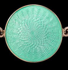 G. Rørvik Norway Sterling Silver Guilloche Enamel Bracelet 925S Teal Green 6″