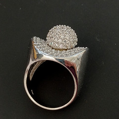 Chunky Statement Ring Sterling Silver Dome Pave CZ Cocktail 9.25 Bold Modernist
