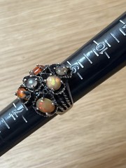 vintage sterling silver brutalist mexican fire opal ring size 8 beautiful OOAK