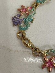 Vintage Enamel Tropical Bracelet Clasp Starfish Fish Seahorse Women USA Made