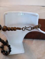 Vintage Graduated Varied Black Shiny Cool Beaded Necklace With Metal Spacers