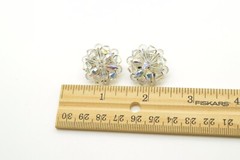 Vintage Unsigned Beaded Rhinestone Clip-On Earrings Wired Very Good!