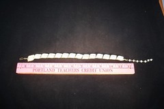 Costume Jewelry Necklace 14″ white beads zinc plated brass fittings