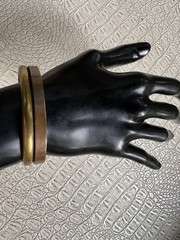 Vintage Copper Brass Cuff Bracelet Unisex Two-Tone Signed Estate Find READ SIZE