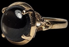 14K YELLOW GOLD SIMULATED BLACK STAR SAPPHIRE RING SIZE 7.75 585 FREE US SHIP