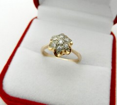 Vintage Style Flower Cluater Ring 2 Ct Lab Created Diamond 14k Yellow Gold Over