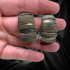 Vintage 1980s Earrings Wire Wrapped Hoops Silver Tone Chunky Pierced Carded