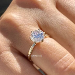 Pure 10K Yellow Gold FN Round Cut 1.30CT White Moissanite Women’s Wedding Ring