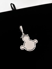 White Gold Plated Stainless Steel Snowman Charm Pendant Iced Out CZ Stones