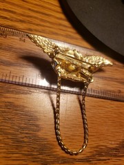 Art Deco Art Nouveau Revival Goldtone Cherub Chain Pin