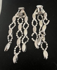 Kenneth J Lane 3.5 In Black & Clear Rhinestone Earrings For Repair