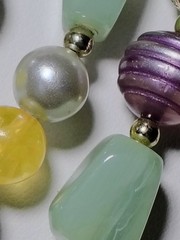 S401 Vtg Set Japan Multi Strand Beaded Necklace Clip Earrings Glass Faux Pearl