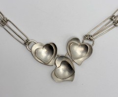 Artisan Crafted SS 925 Triple Heart & Unique Paper Clip Link 24” Chain Necklace