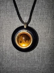 VINTAGE RARE PALOMA PICASSO PERFUME SOLID COMPACT PENDANT W/SILK CORD NECKLACE