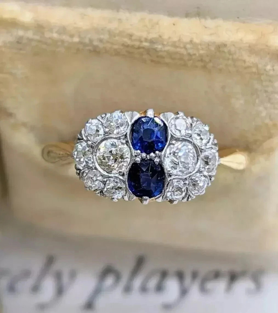 2.46Ct Art Deco Vintage Style Lab Created Sapphire 14K Gold FN Engagement Ring