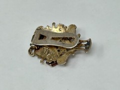 Vintage Sterling Silver Marcasite Carnelian Cabochon Hinged Dress Fur Clip 5.49g