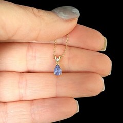 Estate Diamond Tanzanite 14k Yellow Gold Pendant on 10k Gold Chain Necklace Gift
