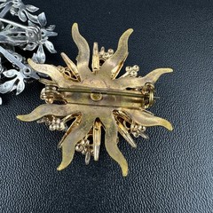 Vintage Rhinestone Brooch Lot Snowflake Star Flower Gold Silver Tone Blue Stones