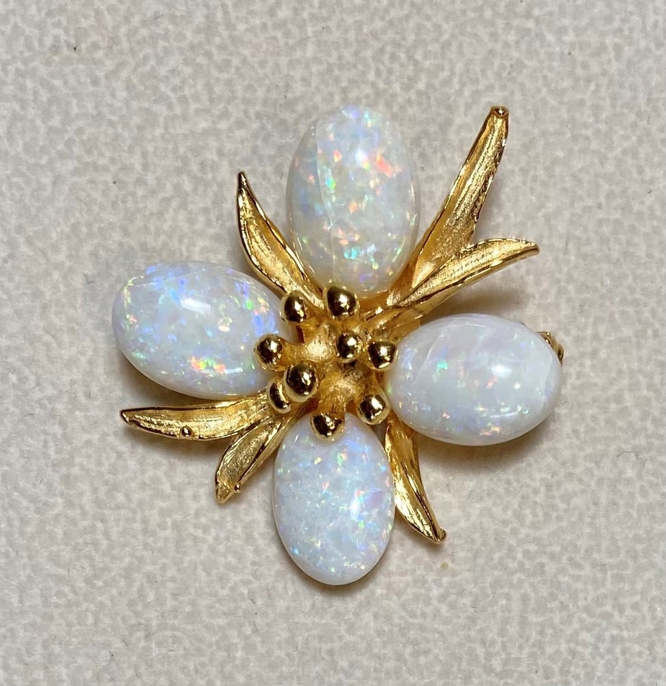 AUTHENTIC SWOBODA FLOWER BROOCH ~ GENIUNE AUSTALIAN OPAL ~ STUNNING!
