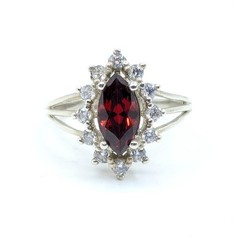 Vintage Luxury RING Silver 925 with Big Bright Stone -size: 7.5US (17.5mm) | #4