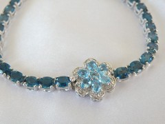 Vintage Sterling Silver 925 Natural Heated London Blue Topaz Tennis Bracelet