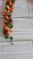 1960s Lucite Leaf Fringe Necklace Made in Hong Kong fall colors choker necklace