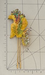 Vintage bird LG Lind Gal / enamel on metal brooch