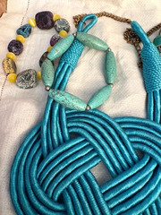 Artisan Estate Jewerly VTG/Now Glam Art Glass Woven Big Statement Boho