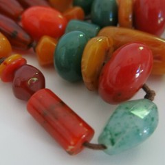 Vintage Plastic Beaded Necklace Multi Colored 56 in [5485]