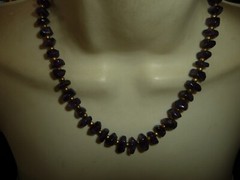 Vtg GRADUATED CHUNKS of AMETHYST STONES w GOLD TONE BEADS NECKLACE #5/23A