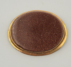 Vintage Goldstone Jewelry Set MCM Copper Sparkle Cuff Bracelet Brooch Ring Demi