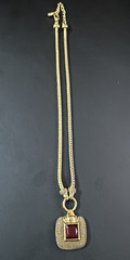 Vintage acrylic plastic stone chunky chain Necklace fashion 9 3/4″