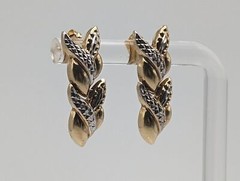 Large Vintage 10k White & Yellow Gold Wheat Stem Drop Earrings 10k Solid Multi