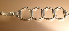 VTG Brighton Etched Flowers Wide Panels Bracelet Silver Plate, Customizable