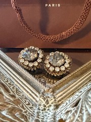 Vintage Austria prong set rhinestone cluster clip earrings
