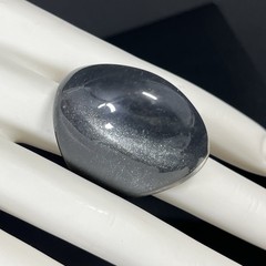 Chunky Lucite Dome Ring Clear Silver Bubble Shimmer 8 Retro Statement Runway