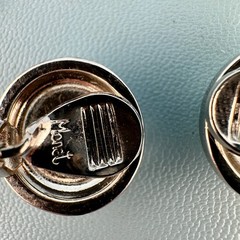 Vintage Clip On Earrings Lot Silver Tone Textured Modernist 1 Signed Monet