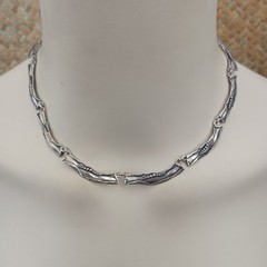 Vintage Israeli Silver Necklace Modernist Art Nouveau Revival Choker Handmade