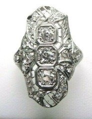 Antique Art Deco Engagement Dinner Platinum Ring Size 5.5 UK-K1/2 EGL USA