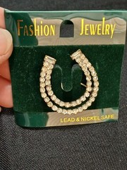 New Lovely Rhinestone Good Luck Lucky Horseshoe Brooch Pin
