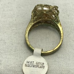 Vintage ESPO 14K GE Gold Plated Mother of Pearl & Crystal Ring varied sizes