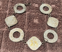 British-India Vintage 1/2 Anna and 1 Pice 7 Coin Bracelet