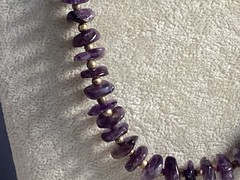 INCREDABLE AUTHENTIC NATURAL AMETHYST LARGE STONE BEAD NECKLACE MUST SEE NR