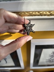 AntiqueVictorian Sterling Silver Tone Alloy Paste Glass Cluster Star Brooch1800s