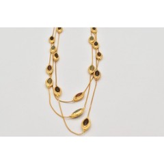 Casual Corner Vintage Necklace Collar Triple Chain Shimmer Enamel Signed Bin7B