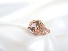 Rose Gold on Sterling Silver 925 Natural Irradiated Peach Morganite Ring Size 6