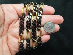 Authentic 1970’s-80’s MONET Gold Plated w/Black Metal Chain Necklace