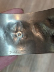 Vtg Engraved Nickel Silver Floral Cuff Bracelet Adjustable